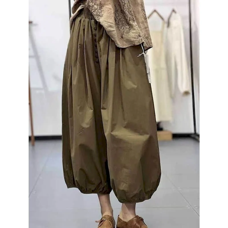 

Женские брюки-фонарики, лето-осень, универсальные широкие брюки с эластичной резинкой на талии, свободные прямые брюки в стиле Харадзюку, одежда в корейском стиле