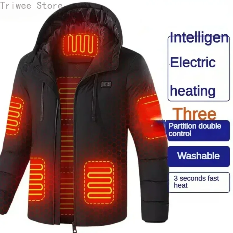 11 Zone Heating Jacket Vest Men Electric Heating Padded Jacket Usb Heating Clothes Outdoor Women Cold-proof Warm Ski Down Jacket