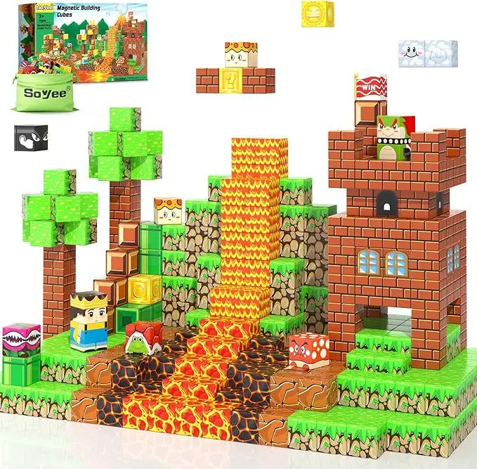 Creatieve magnetische bouwsteenstenen Mijn beroemde scène Wereld architectonische set DIY-model Kinderspeelgoed Kerstcadeaus voor jongensmeisjes