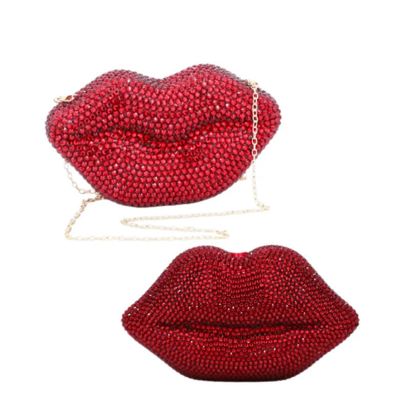 Red Lip Crystal Purses Design Clutch Purse Luxury For Women Acrylic Evening Bag Cute Shoulder Handbags