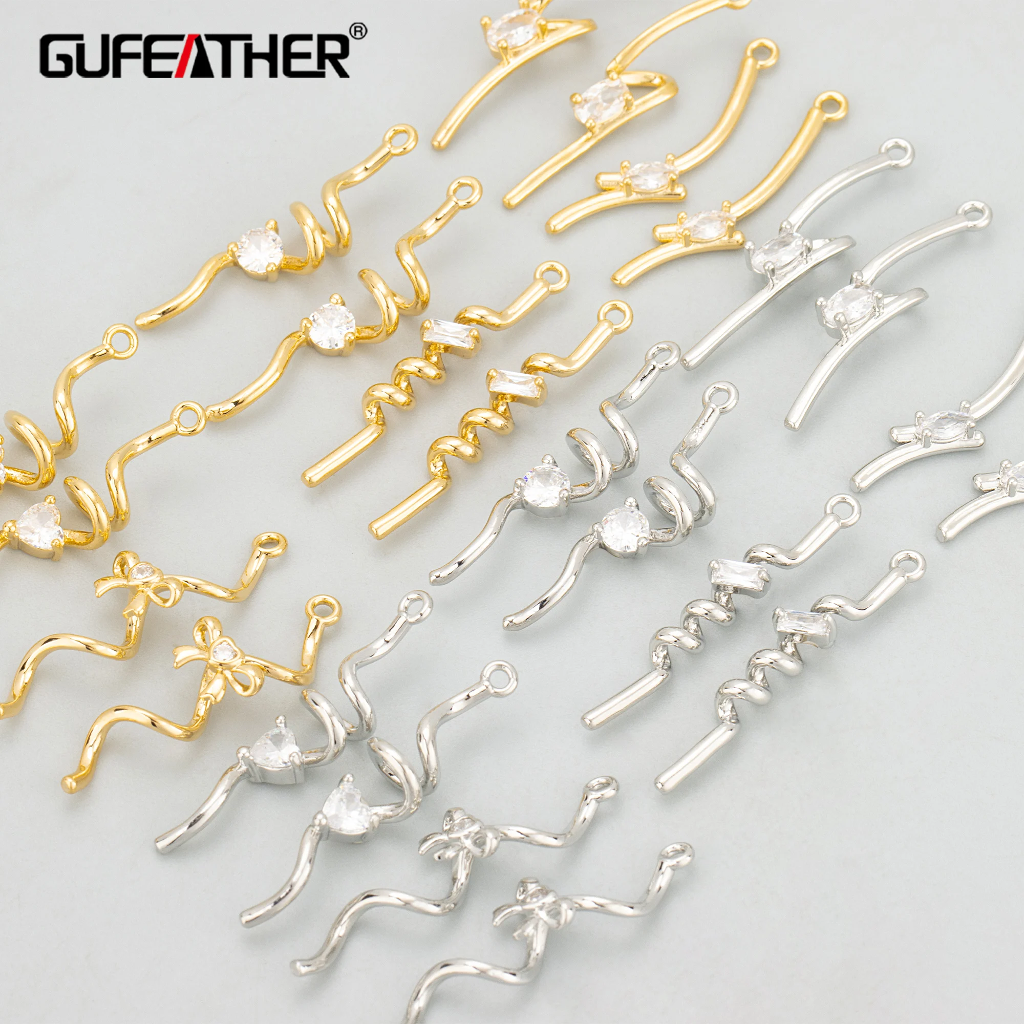 GUFEATHER,6pcs/lot,MG57,jewelry accessories,18k gold rhodium plated,copper,nickel free,zircon,charms,jewelry making,diy pendants