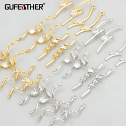 GUFEATHER,6pcs/lot,MG57,jewelry accessories,18k gold rhodium plated,copper,nickel free,zircon,charms,jewelry making,diy pendants