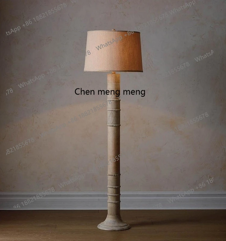 French country solid wood floor lamp designer carving creative retro homestay living room bedroom
