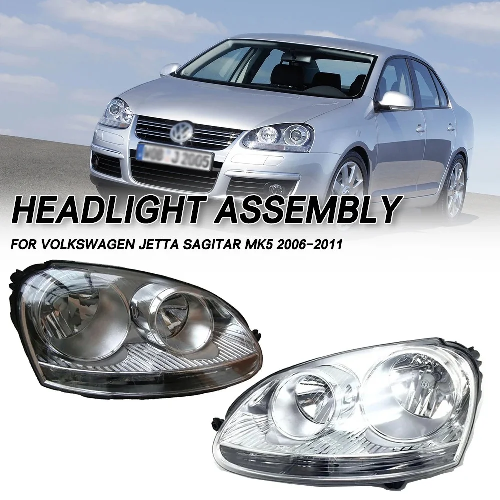 Headlight Head Lamp Assembly For Volkswagen Sagitar 2006‑2011 White Housing 6‑Pin Plug Car Head Light