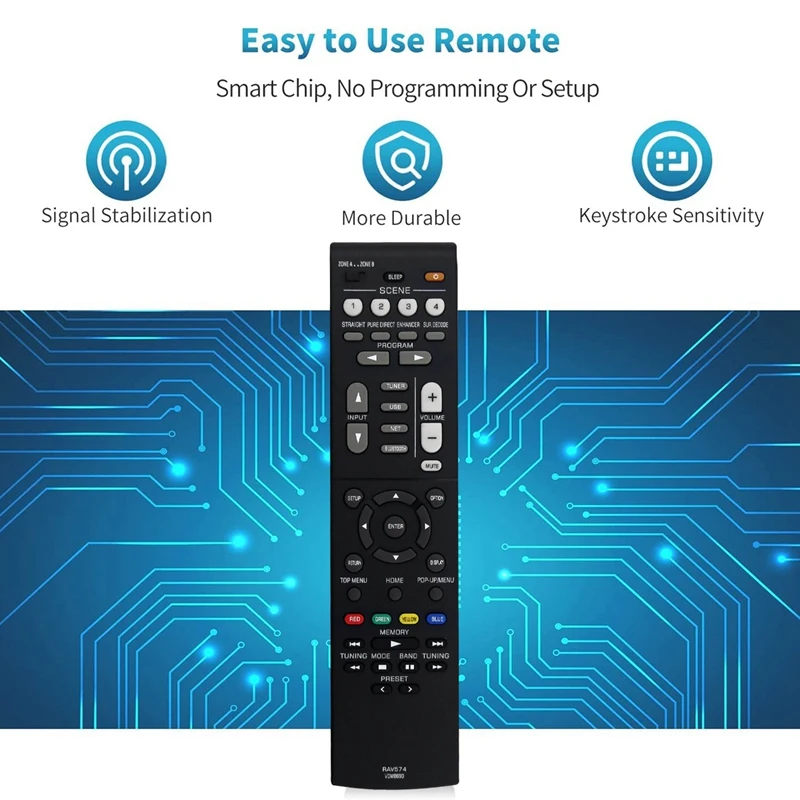Replace RAV574 VDM8690 Remote Control For Yamaha Musiccast Stereo AV Receiver RX-V4A RX-V4ABL Easy Install Easy To Use