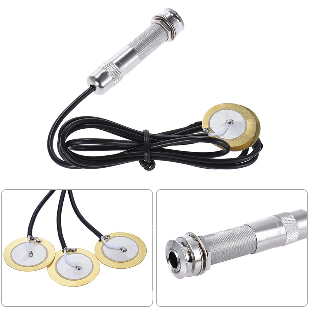 

Self-adhesive Pickups Piezo Transducer 3 in 1 Microphone and Endpin Jack for Electronic Acoustic Guitar Violin Ukulele