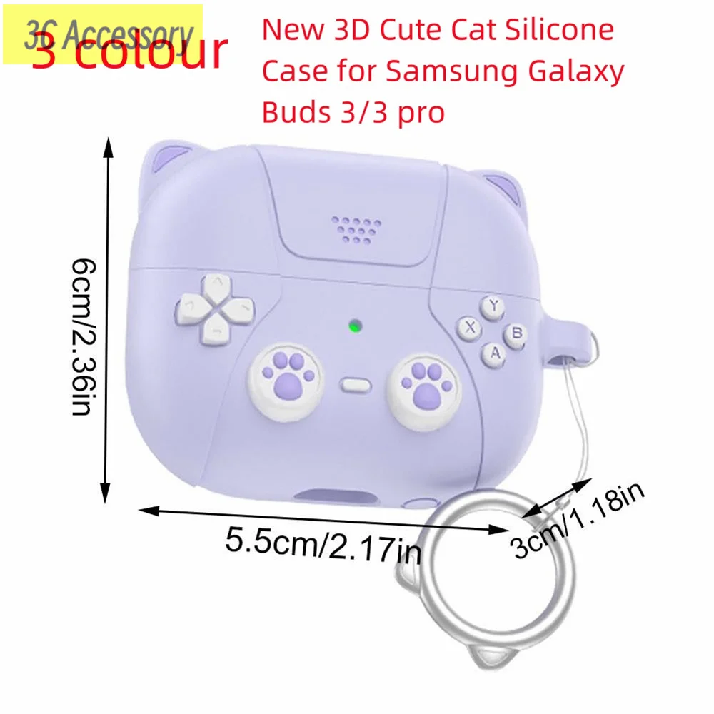 Capa de silicone macia para Samsung Galaxy Buds, 3D Cartoon Case, Fone de ouvido bonito para Buds 2 Live FE Buds 3 Pro, Novo, 2024