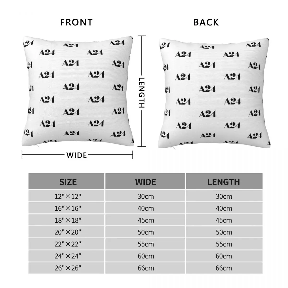 A24 Logo Square Pillowcase Polyester Linen Velvet Printed Zip Decorative Throw Pillow Case Bed Cushion Case 18