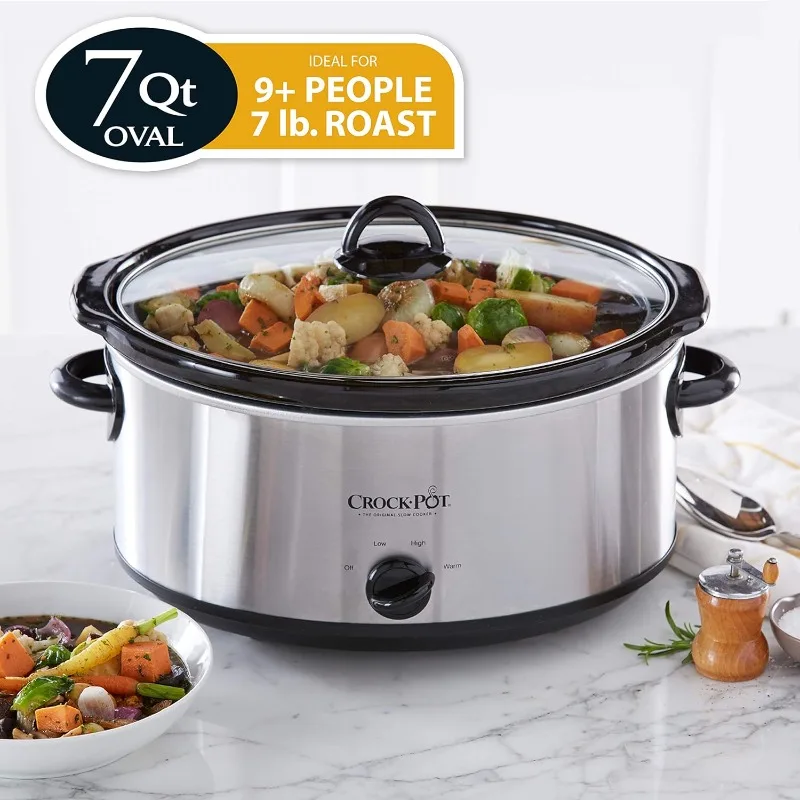 7 Liter Ovale Handmatige Slowcooker, Roestvrij Staal (SCV700-S-BR)