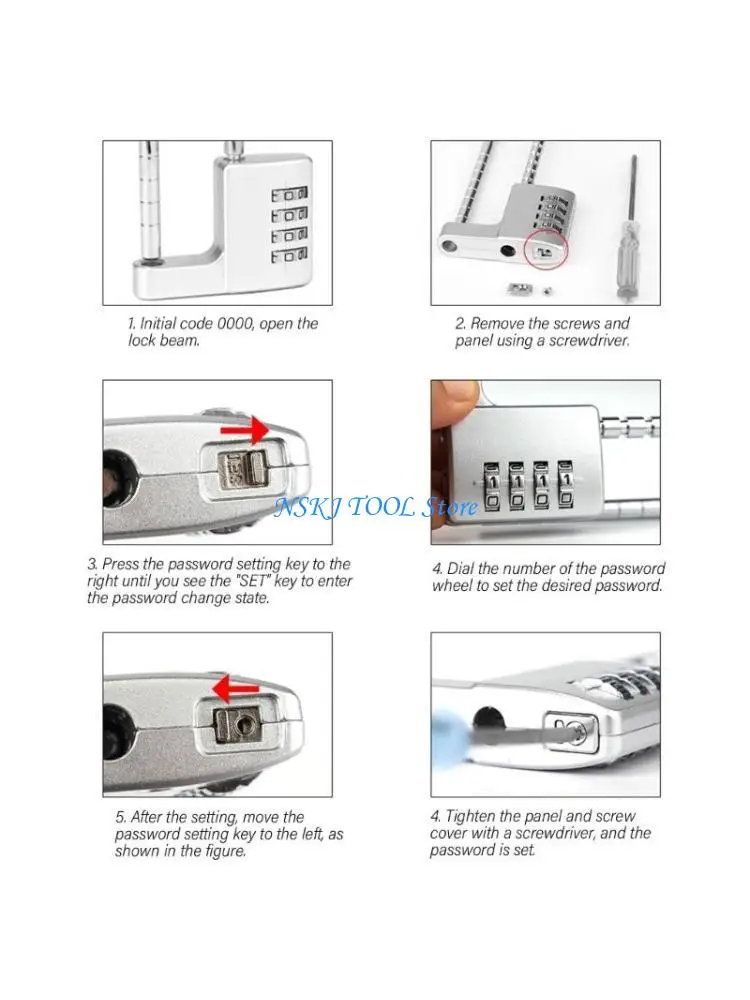 

L8RC Adjustable Shackles Combination Lock Childproof Lock for Enhances Protections