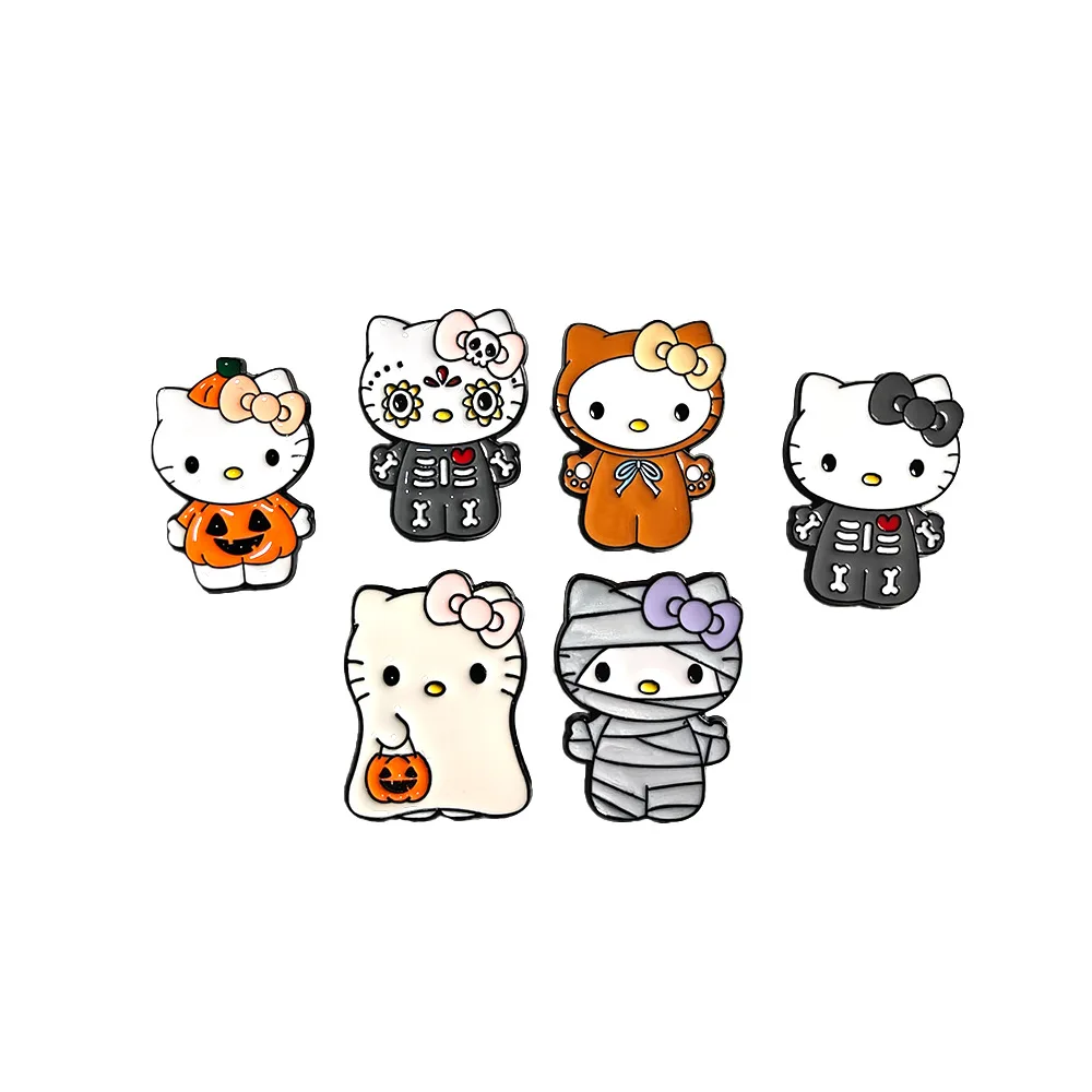 Cartoon Hello Kitty Halloween Brooch Cute Hello Kitty Metal Pin Sanrio Creative Badge Decoration Y2k Fashion Toys Anime