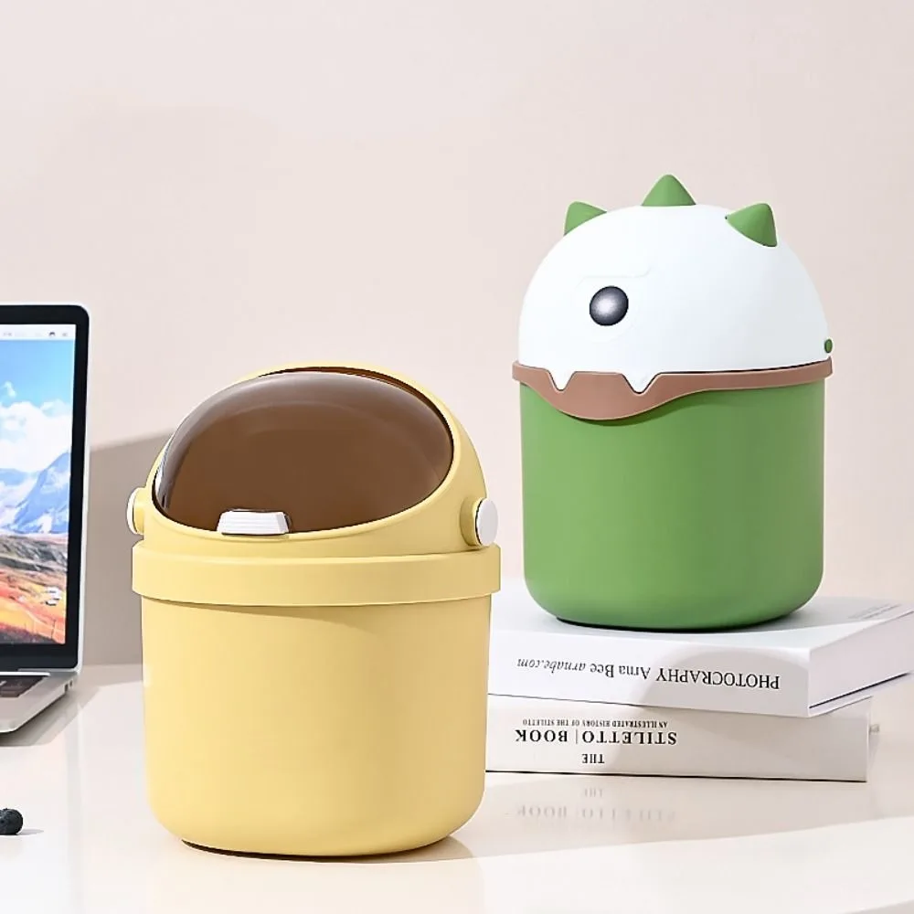Trash Cans Desk Wastepaper Basket Waste Bin Storage Organizer Pen Holder Storage Box Cosmetics Holder Desk Container