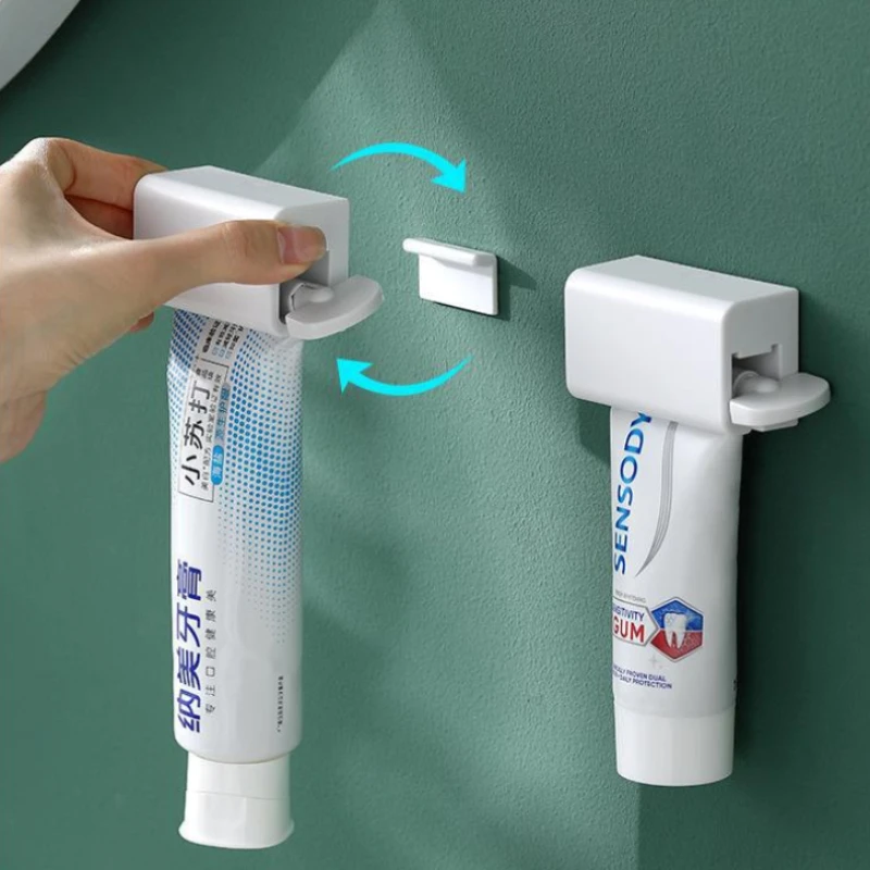 Toothpaste Tube Squeezer Wall-mounted Facial Cleanser Toothpaste Storage Rack Rolling Toothpaste Holder Bathroom Accessories