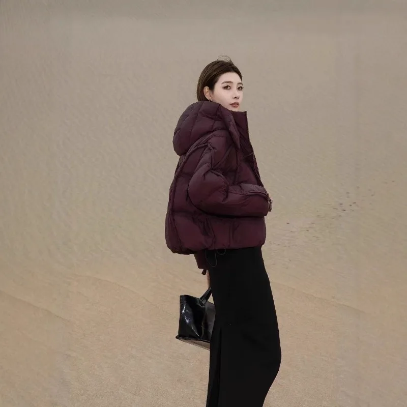 الشتاء نمط جديد أسفل سترة الإناث معطف سميك ودافئ المألوف أسفل ملء معطف قصير/فضفاض مع هود معطف الشتاء النساء