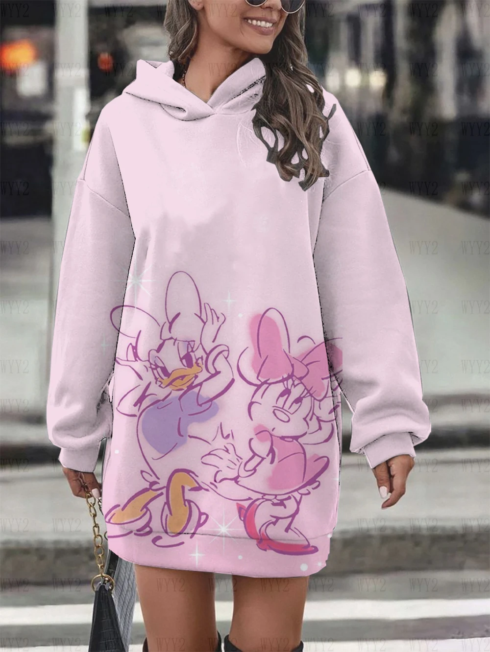 Disney Donald Duck Daisy Ms. New Printed Hoodie Sweater Dress Casual Street Simple Style Fashion Party Dress Sweater Dress Top