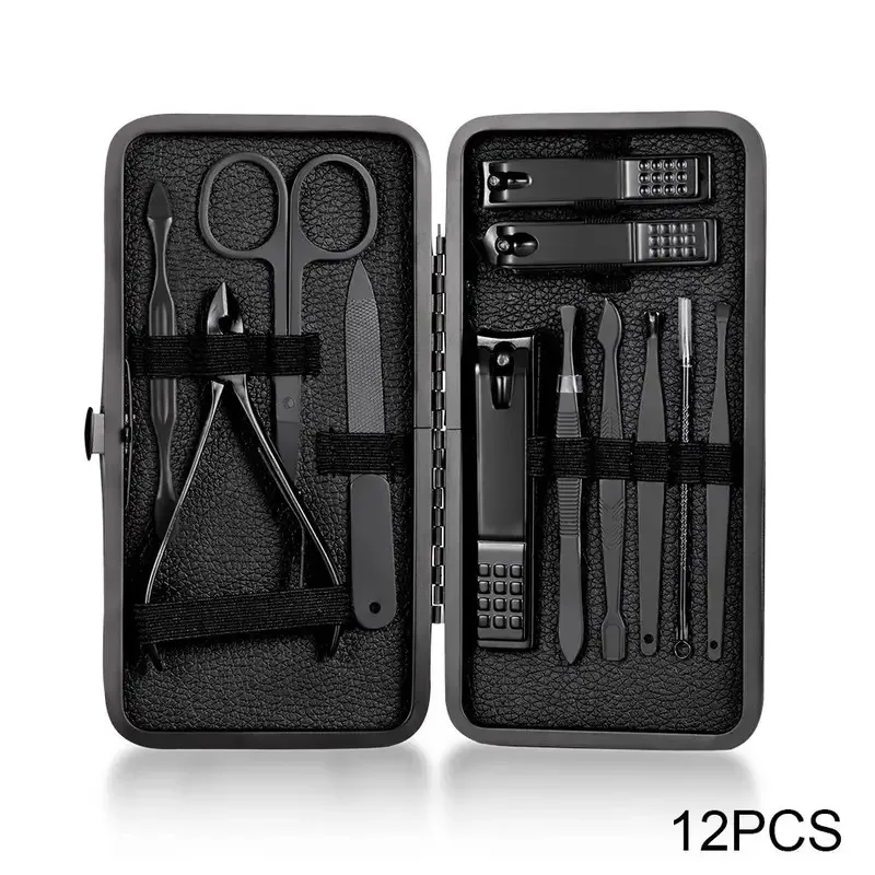 7/10/12/16/18 pièces ensemble d'outils de manucure en acier inoxydable pince à cuticules Kit de coupe-ongles professionnel pédicure Nail Art Groomi