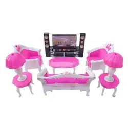 Doll Furniture Living Room TV Chair Sofa Home Theater Cabinet Accessories Kids Toys Pretend Play Mini 1/12 Dollhouse For Barbie