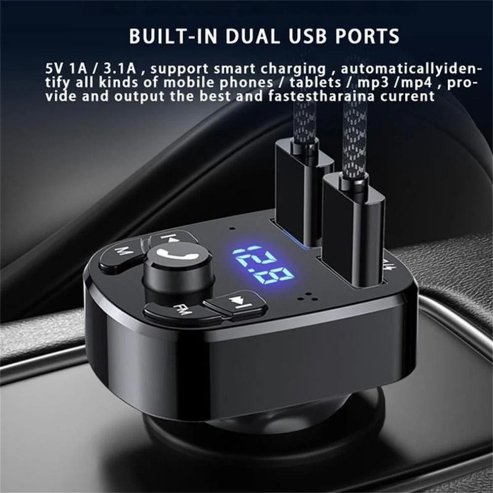 Car Charger FM Transmitter Bluetooth Audio Dual USB Car MP3 Player autoradio Handsfree Charger 3.1A Fast Charger Car Accessories