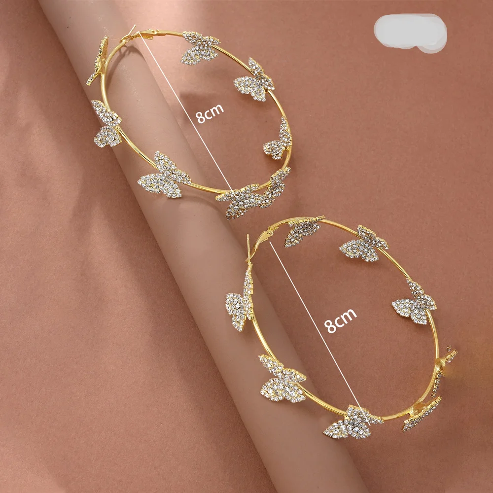 Korean Style Butterfly hoop earring Without Piercing For Women Sparkling Zircon hoop Earrings Wedding Party Jewelry Gift