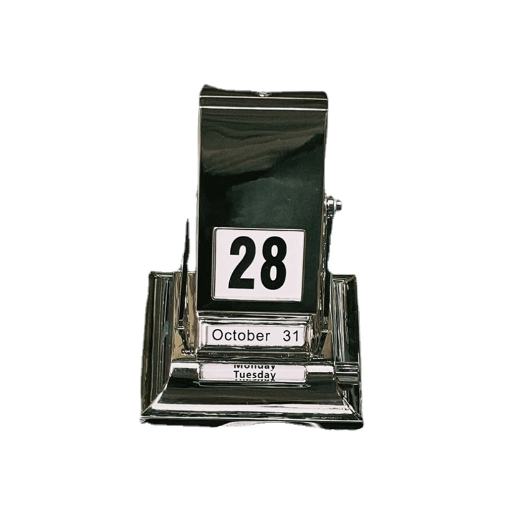 Scandinavian Simple Desktop Home Furnishings Rotating Calendar Metal Desk Calendar Creative Perpetual Calendar Decorations