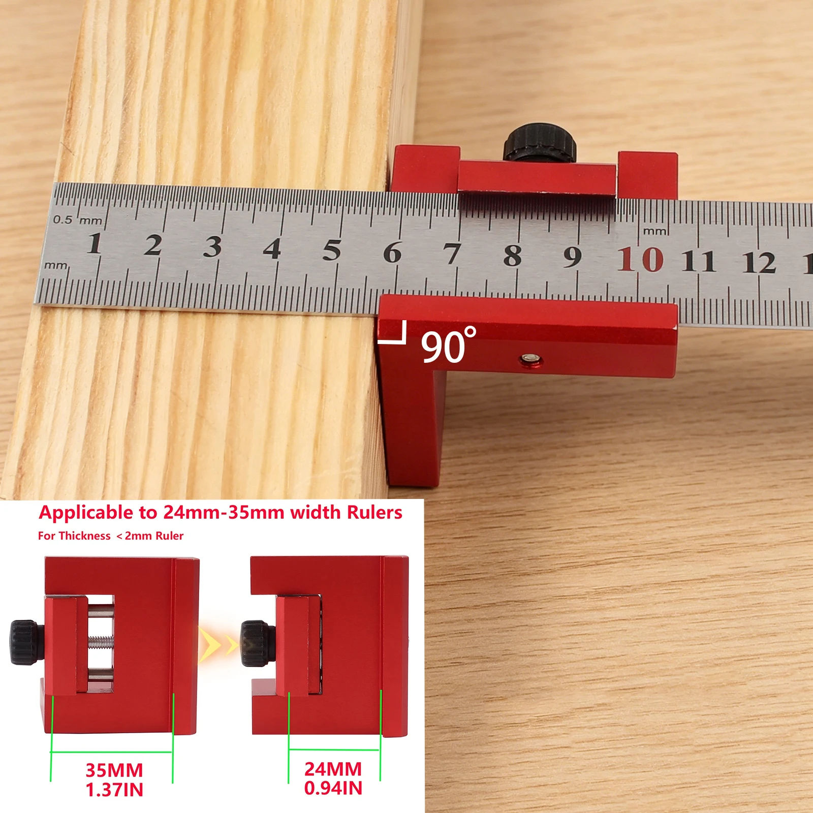 Steel Ruler Scribing Positioning Block - Aluminum Angle Scriber Line Marking Gauge,DIY Carpentry Scriber Measuring Locator