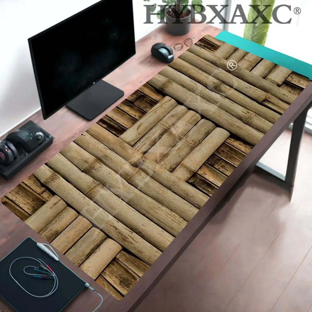 HYBXAXC Mauspad mit Bambus-Matten-Textur, groß, rutschfest, wasserdicht, für Gaming, stabile, glatte Tischmatte für Computer, Tastatur, Zuhause, Büro