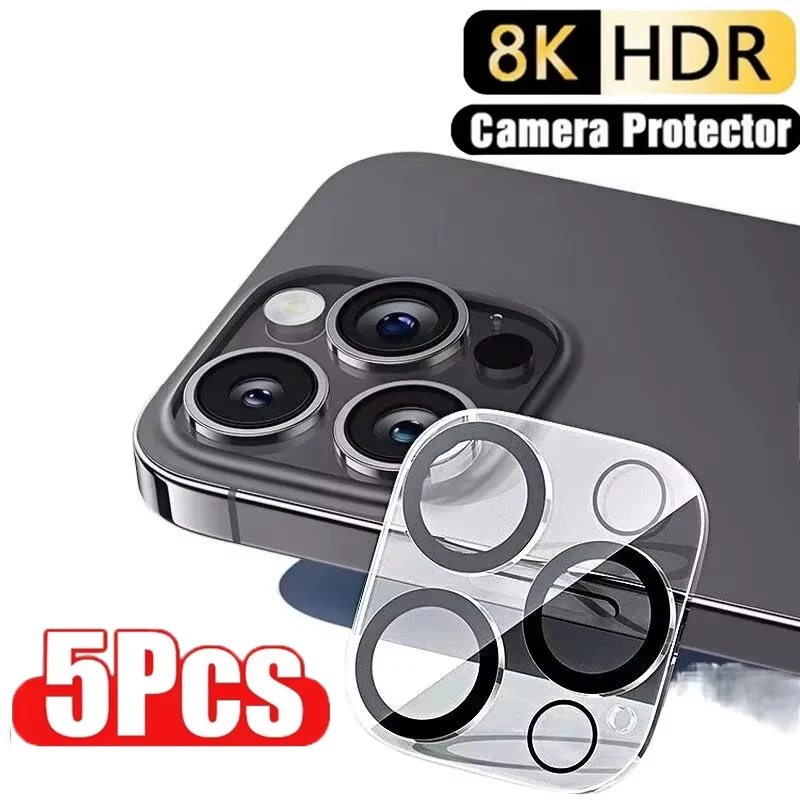 1-5PCS Camera Lens Protector Glass For iPhone 17 Pro Max 16 15 14 13 12 11 Pro Mini Plus Black Circle Protective Lens Film Cover