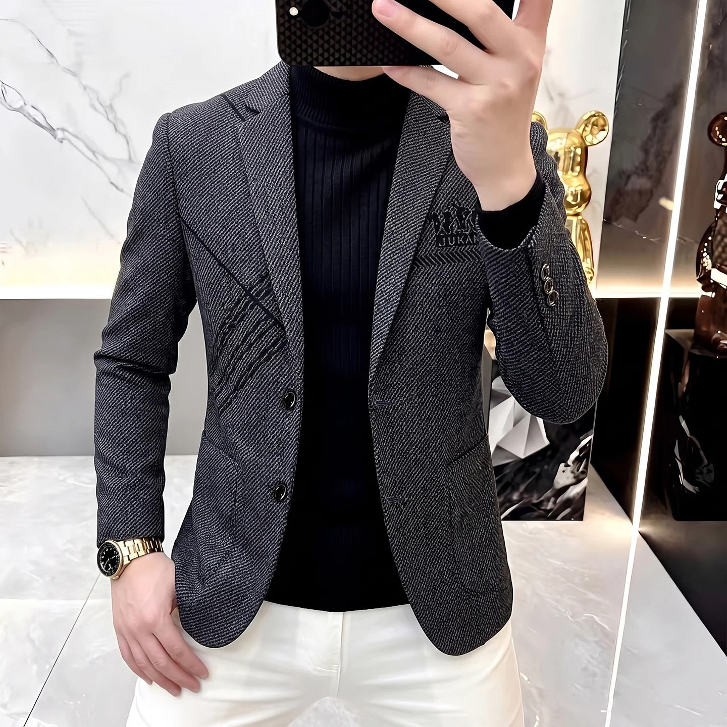 High-Quality Stylish Versatile Men's Business Casual Suit for Autumn Winter Fashion Trendy Trending 2026 Outerwear Jacket