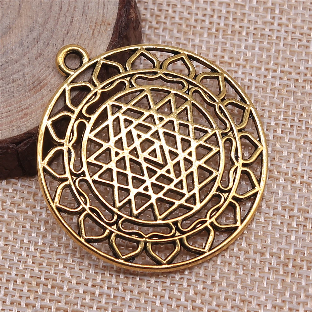 WYSIWYG 4pcs 44x40mm Filigree Sri Yantra Pendants For Jewelry Making For Earring Making Necklace Making