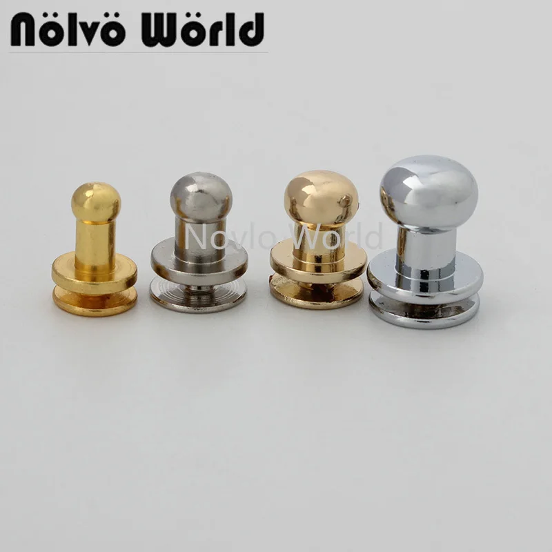 50pcs 6 colors 4 sizes 7x4 8x5 8x6 10x8mm chrome color metal snail studs for crossbody decoration small rivets bag accessories