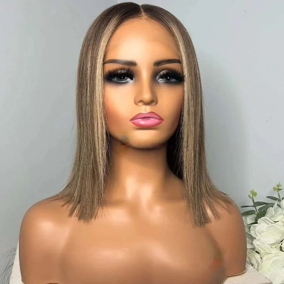 

Highlight Brown Glueless Soft Long straight 5x5 Silk Base Jewish Human Hair With BabyHair HD Lace European Hair Preplucked