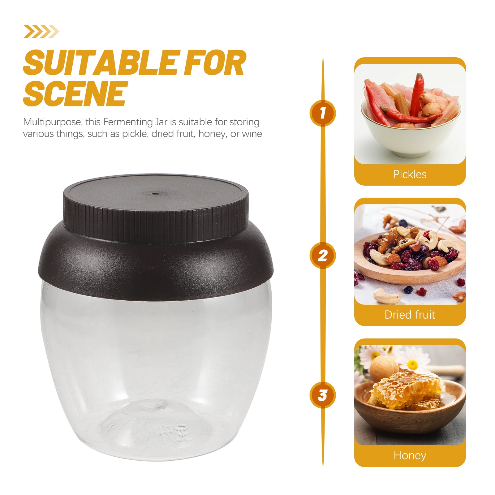 

4 Pcs Pickle Jar Clear Reusable Plastic Containers Lid for Storing Vegetables Honey Kimchi Gallon Sealed Storage