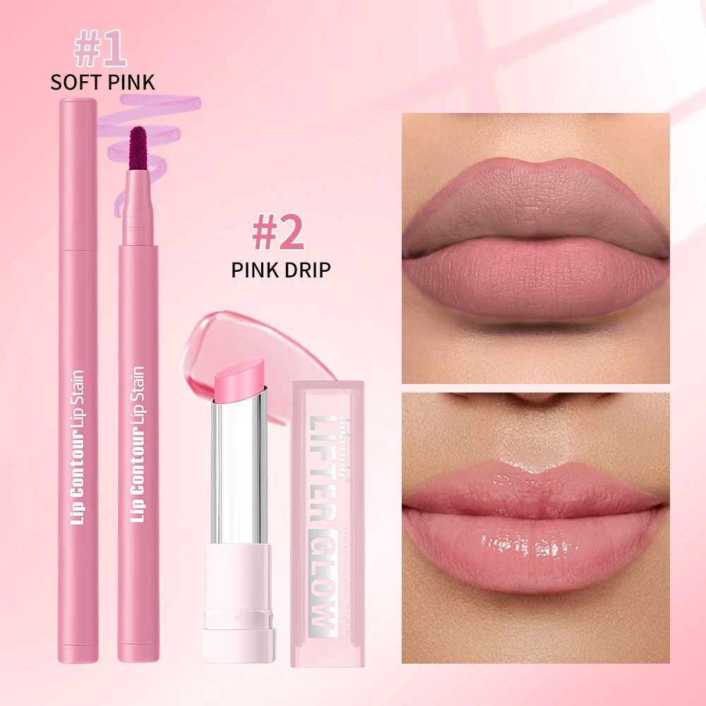 2 szt./zestaw Konturówka do ust Gładki, nawilżający balsam do ust Konturowanie ust Naturalny wygląd Długotrwały, nawilżający zestaw do makijażu ust