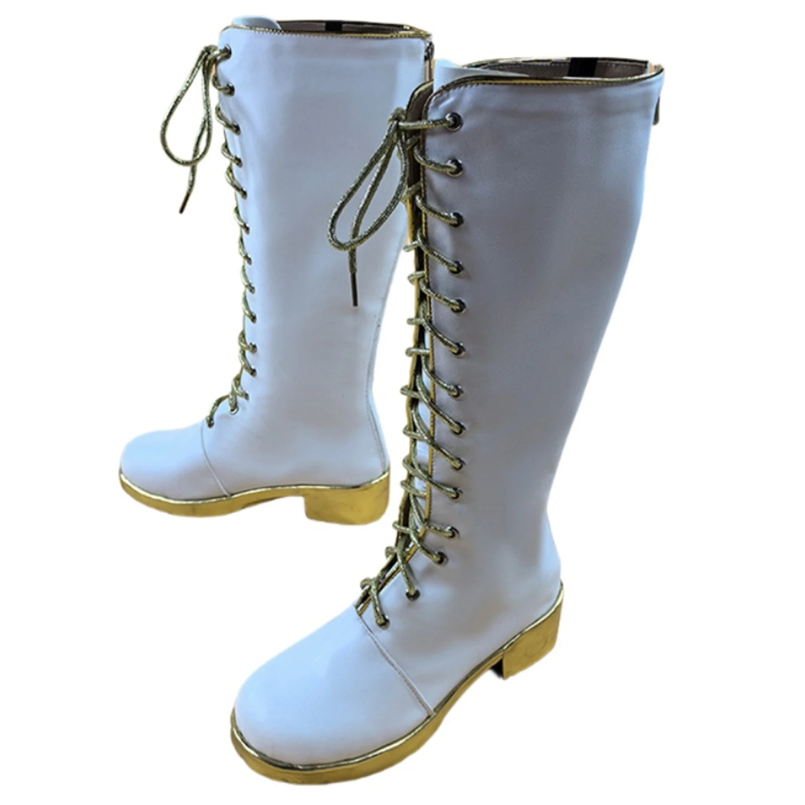 Anime Rumi Cosplay Shoes KPop Girl Group Shoes Demon Hunters Blue Lace Up Boots for Adult Unisex Halloween Party Shoes