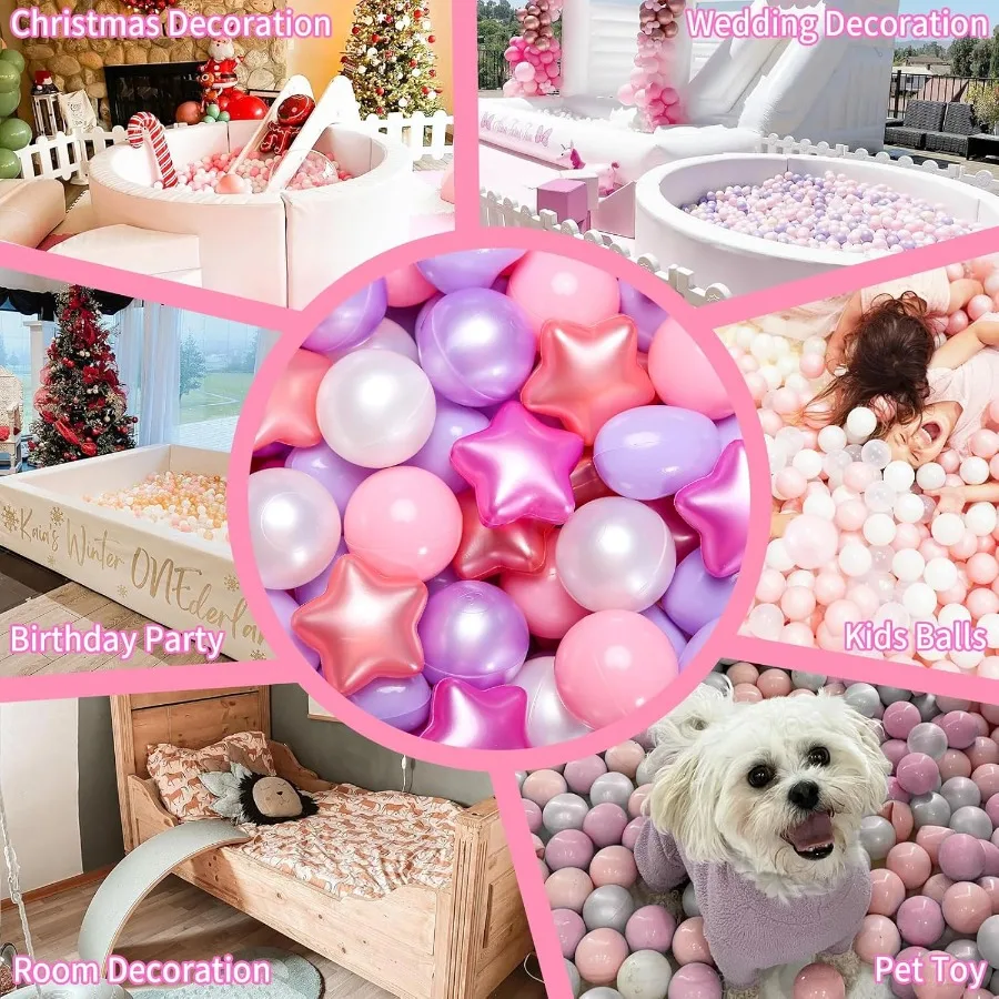 Star Ball Pit Balls 200 peças, bolas de plástico coloridas à prova de esmagamento sem BPA para crianças pequenas decoração de festa de Natal gigante