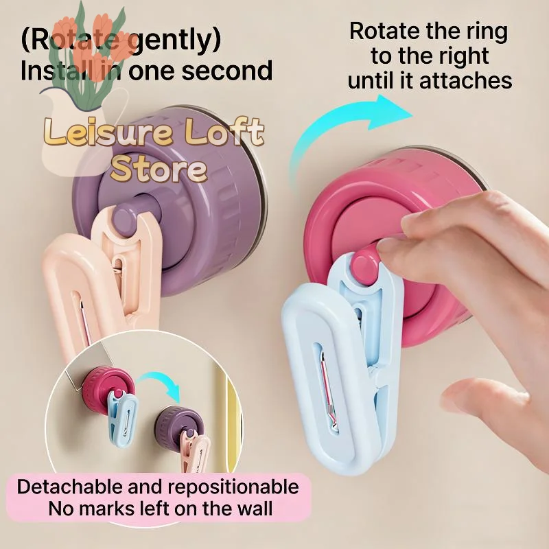 Waterproof 360° Rotating Suction Cup Hook – Drill-Free Bath Organizer, Heavy-Duty Clip for Gloves, Towels&Accessories,No Residue