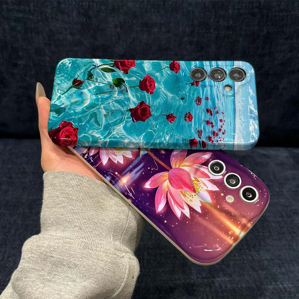 

Rose and Lotus Art For Samsung Galaxy A73 A53 A25 A34 A51 A54 A35 A55 A33 A56 A04 4G 5G Feilin Wave Oil Shell