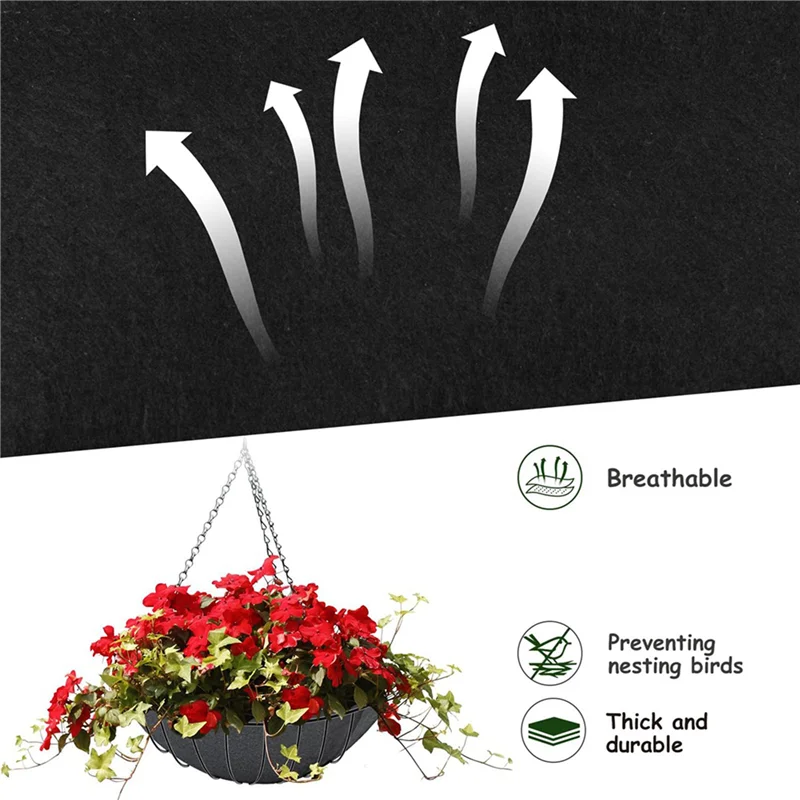 ABKP-2Pcs 12X80 Inch Fabric Planter Liner Roll Non Woven Plant Felt Liner Roll Black Liners Roll Alternative Coconut Liner