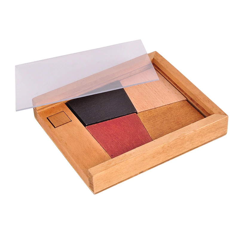 Wooden Brain Teaser Classic IQ Unique Tangram Puzzles for Adults Kids Problem Solving Educational Toys Intellectual Gifts