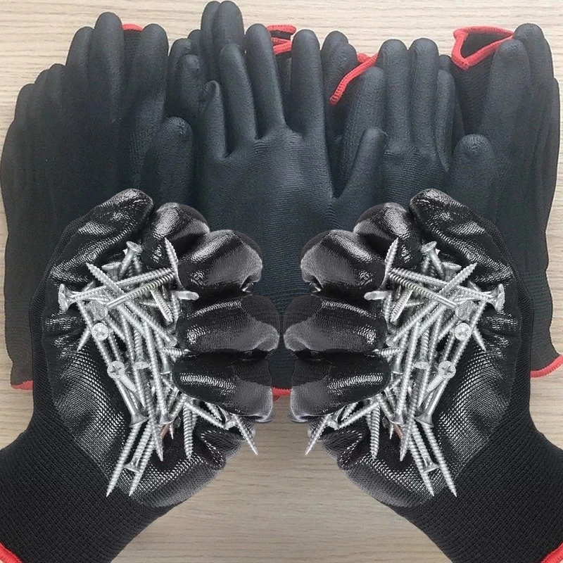 10pairs Black Nitrile Gloves Touchscreen Durable Waterproof Gloves Oil Resistant Workshop Household Working Protective Gloves