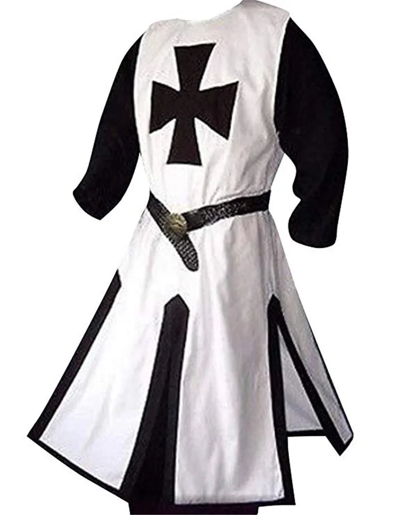 4XL Medieval Warriors Knight Templar Crusader Costume Adult Men Gown Sleeveless Shirt Top Cross Tabard Surcoat Tunic Clothes image 2