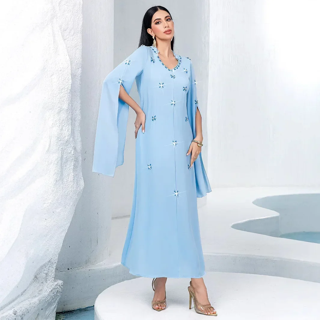 Ramadan diamants luxe dubaï Abaya turquie caftan femmes musulman Maxi robe Eid Djellaba Caftan Marocain Femme Musulmane Jalabiya