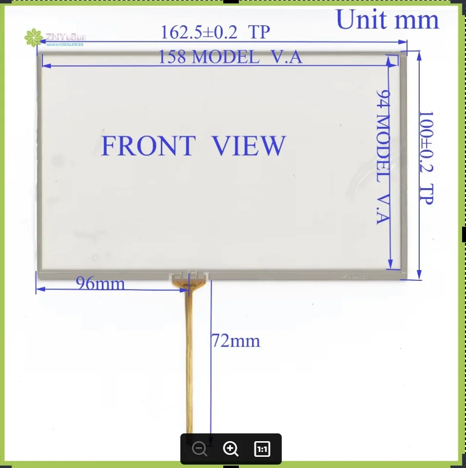 ZhiYuSun 4WGJG 162mm*100mm  NEW 7 inch 4 line For Car DVD touch screen panel 162*100 Sensor glass the cable is 2.5mm