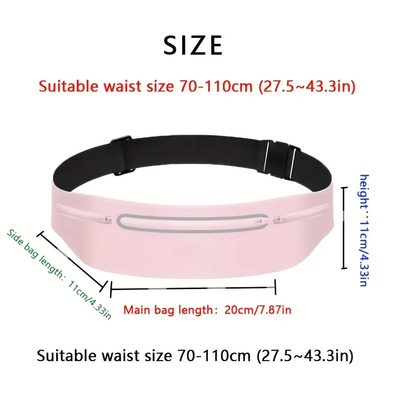 슬림 웨이스트 백, 3개의 포켓, 7.5인치 휴대폰 수납 가능. 달리기, 자전거 타기, 여행에 적합합니다. 유니섹스 & 내구성.