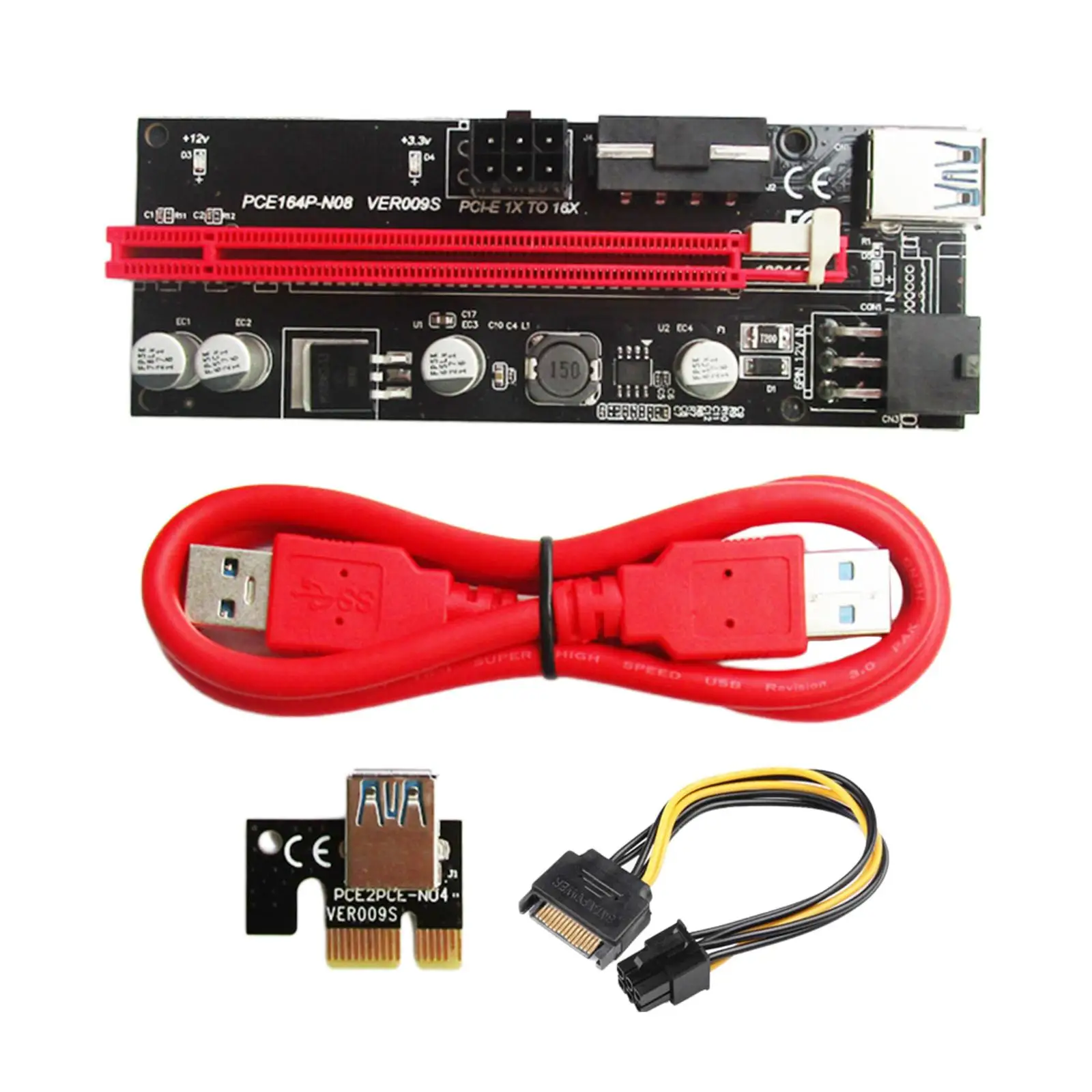 

Переходная плата PCIE от 1 до 16X, 4 твердотельных конденсатора VER 009S