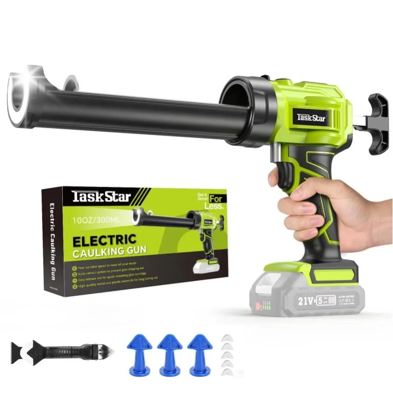 Taskstar TG140P Elektrische Kartuschenpistole, kabellose, tropffreie Kartuschenpistole mit Kartuschenwerkzeugen und LED-Licht für Makita