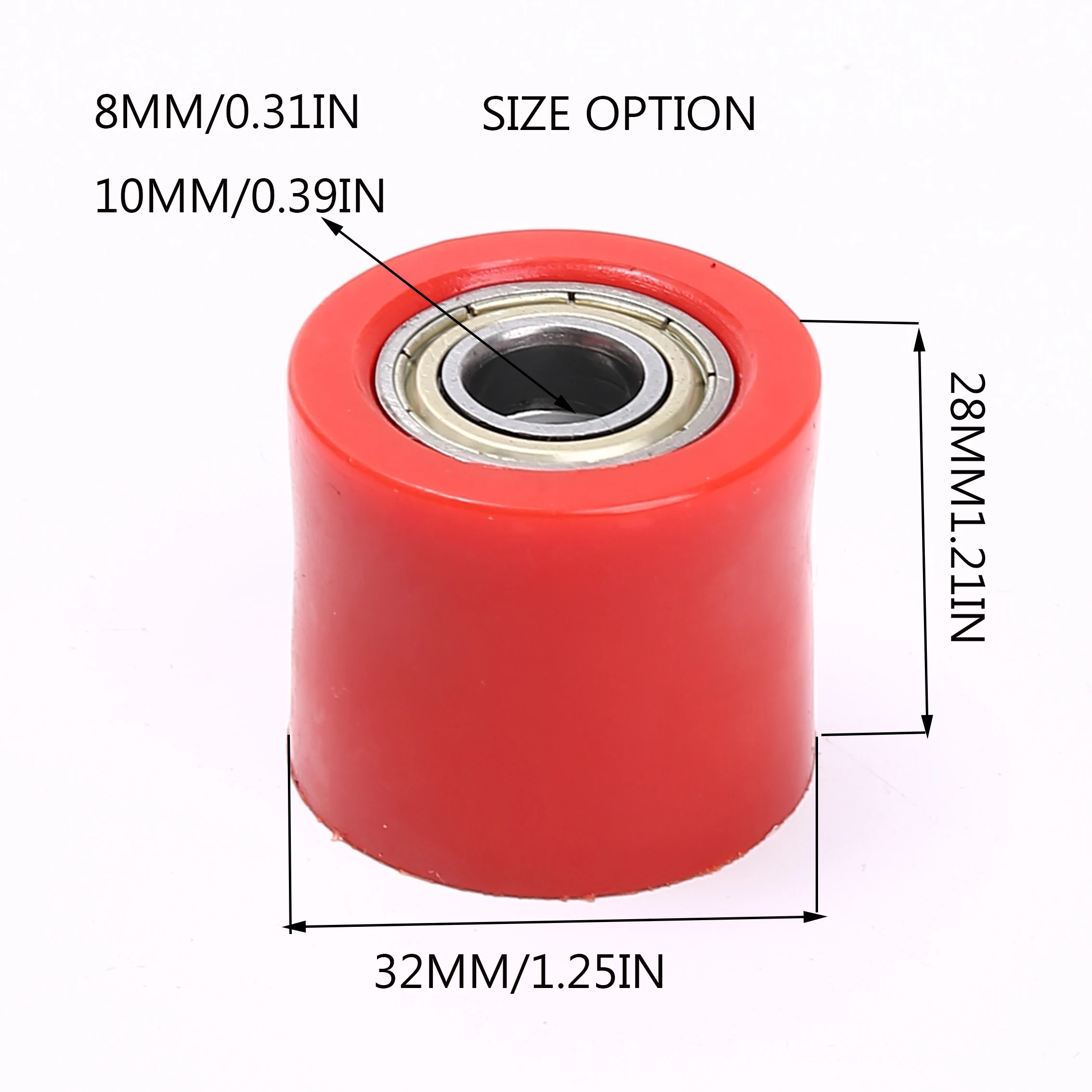 Motorcycle Chain Roller Plastic Metal 8MM 10MM Pulley Slider Tensioner Wheel Guide For Pit Dirt Mini Bike Atv 28mm X 32mm