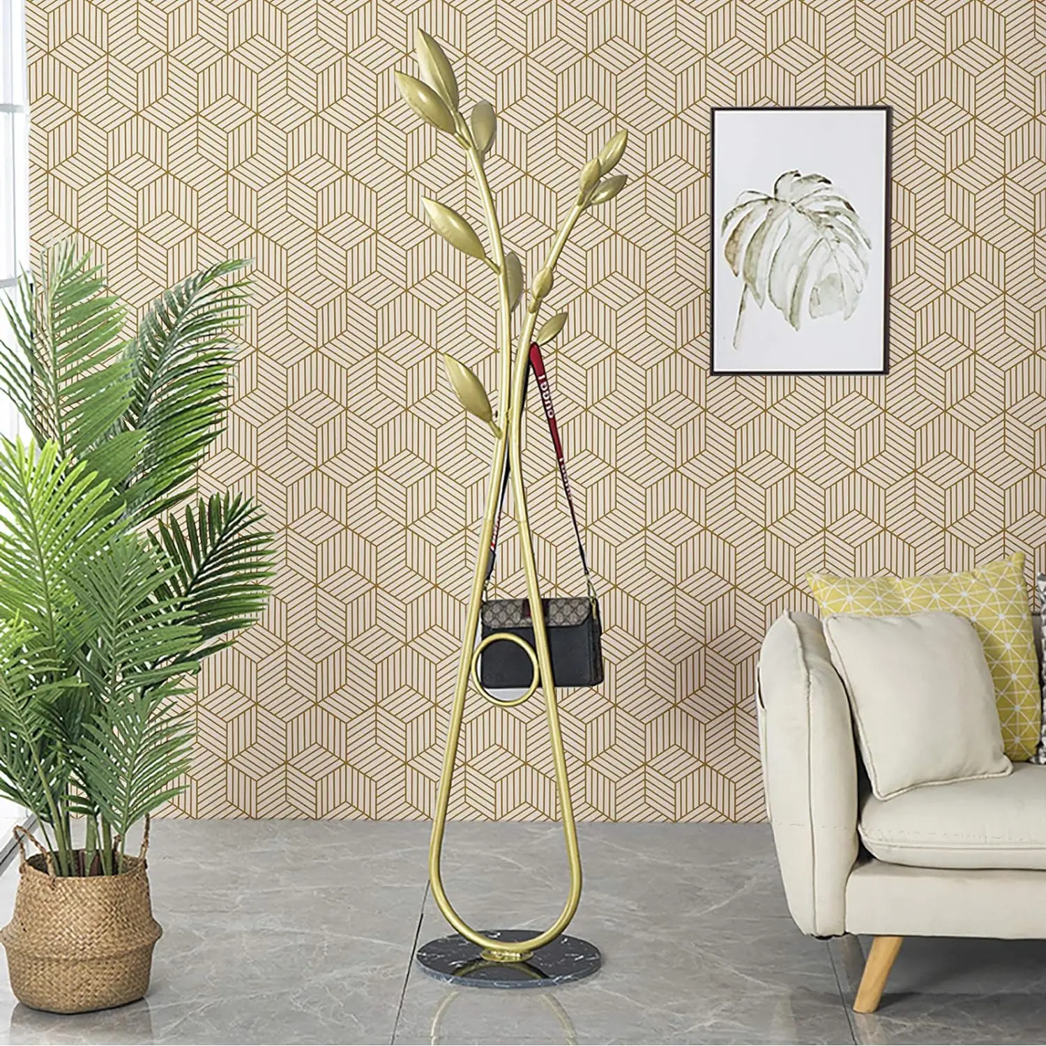 45cm Width Self Adhesive Waterproof Wallpaper for Home Vinyl Gold Geometric Pattern Decorative Stickers for Living Room Wall