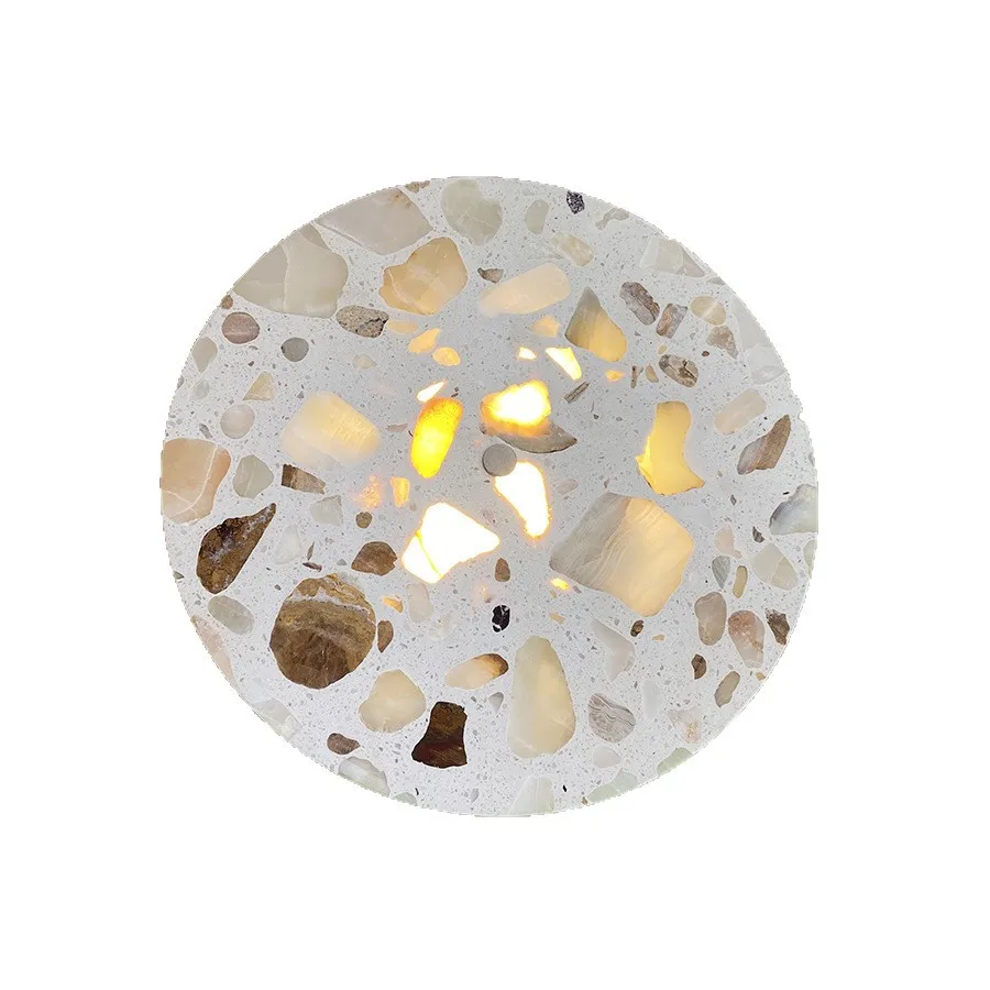 Nordische Mid-Century Wabi-Sabi Terrazzo Wandleuchte LED Minimalistische Wandmontierte Leuchten für Wohnzimmer, Balkon, Nachttisch, Heimdekoration