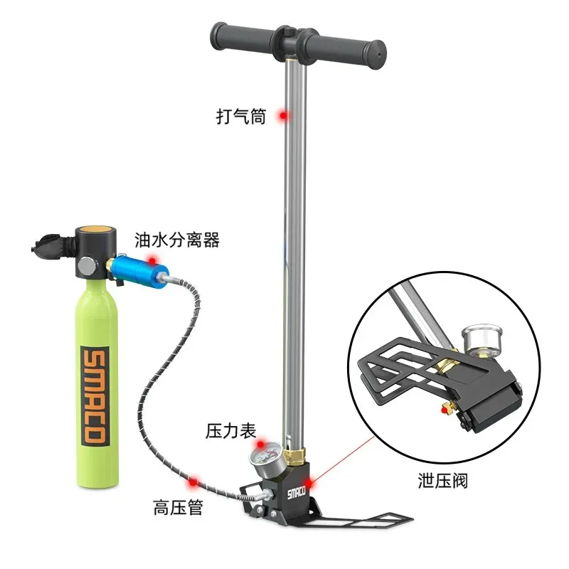 First-generation breathing apparatus inflatable 3000psi diving accessories stainless steel high pressure pump